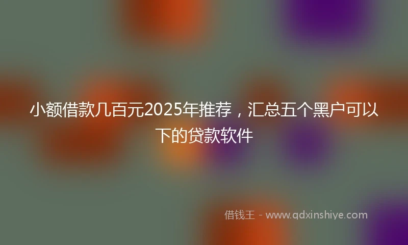 小额借款几百元2025年推荐，汇总五个黑户可以下的贷款软件
