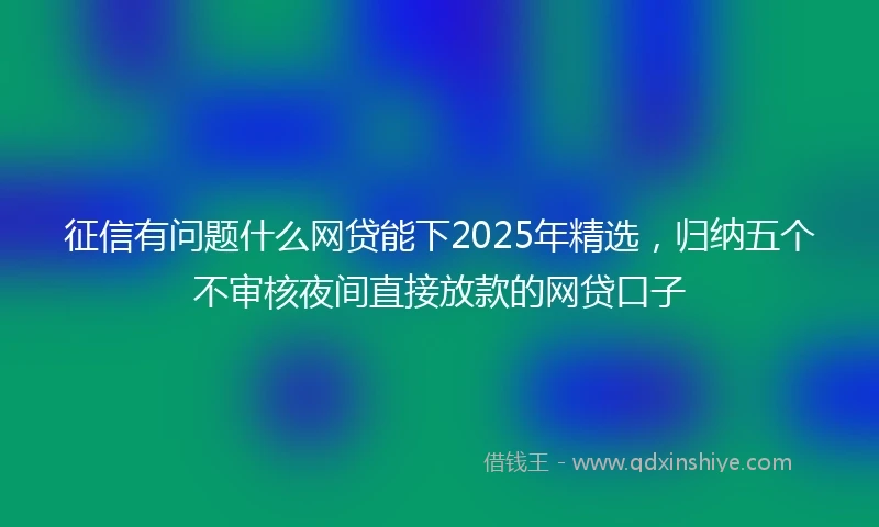 征信有问题什么网贷能下2025年精选，归纳五个不审核夜间直接放款的网贷口子