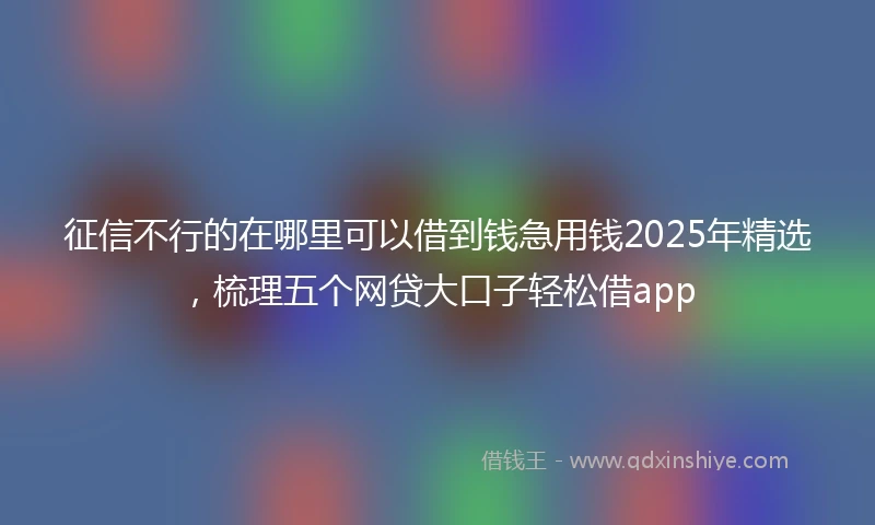 征信不行的在哪里可以借到钱急用钱2025年精选，梳理五个网贷大口子轻松借app