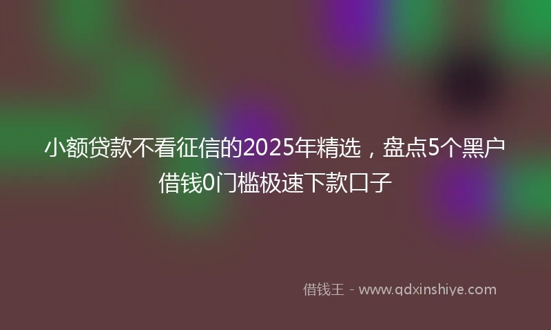 小额贷款不看征信的2025年精选，盘点5个黑户借钱0门槛极速下款口子