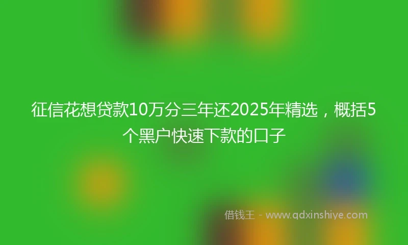 征信花想贷款10万分三年还2025年精选，概括5个黑户快速下款的口子