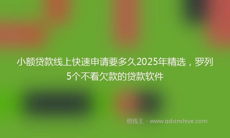 小额贷款线上快速申请要多久2025年精选，罗列5个不看欠款的贷款软件
