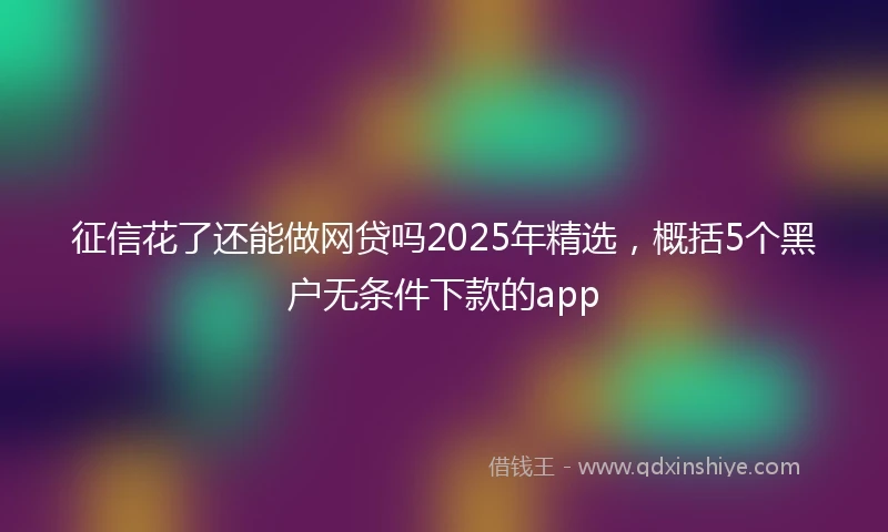 征信花了还能做网贷吗2025年精选，概括5个黑户无条件下款的app