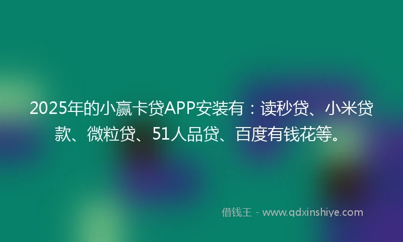 2025年的小赢卡贷APP安装有：读秒贷、小米贷款、微粒贷、51人品贷、百度有钱花等。
