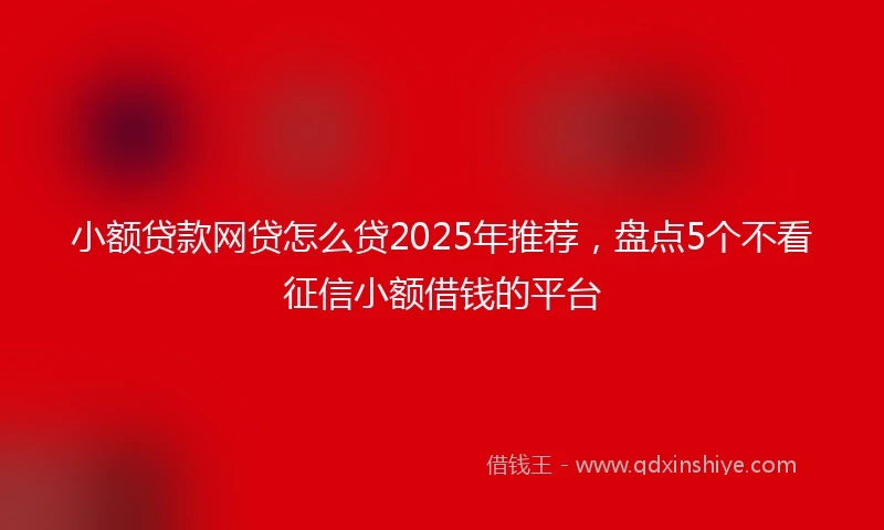 小额贷款网贷怎么贷2025年推荐，盘点5个不看征信小额借钱的平台