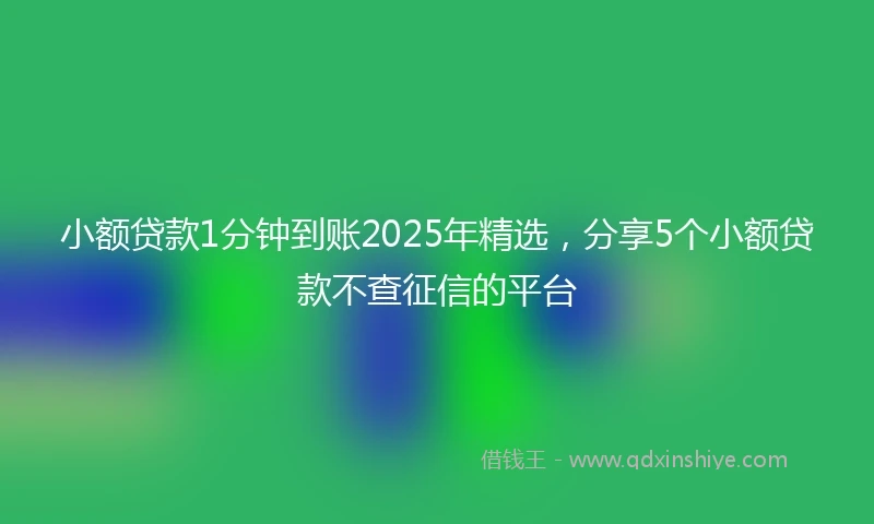 小额贷款1分钟到账2025年精选，分享5个小额贷款不查征信的平台