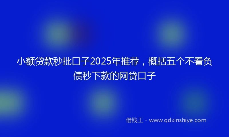 小额贷款秒批口子2025年推荐，概括五个不看负债秒下款的网贷口子