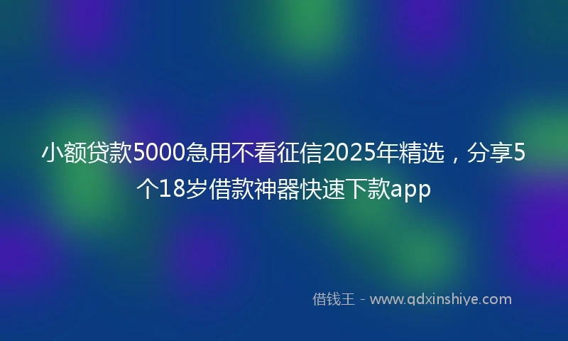小额贷款5000急用不看征信2025年精选，分享5个18岁借款神器快速下款app
