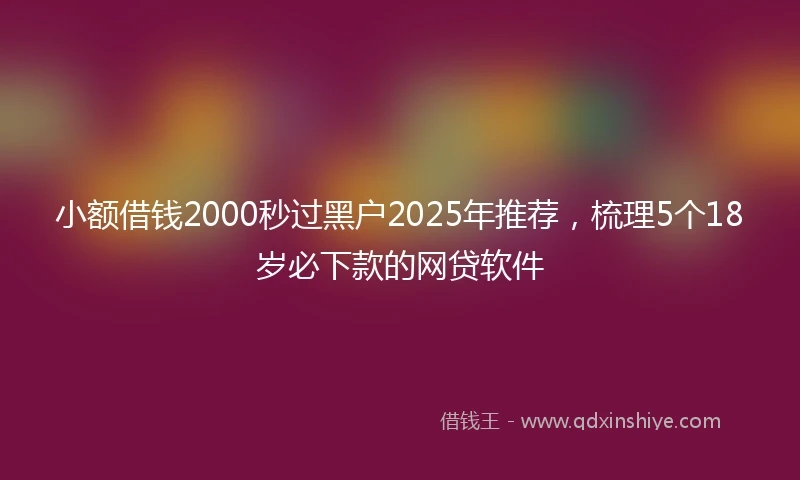 小额借钱2000秒过黑户2025年推荐，梳理5个18岁必下款的网贷软件