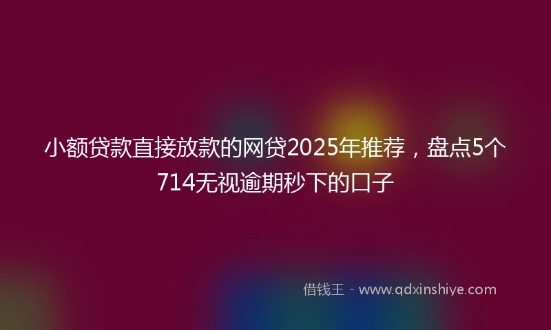 小额贷款直接放款的网贷2025年推荐,盘点5个714无视逾期秒下的口子