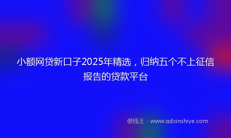 小额网贷新口子2025年精选，归纳五个不上征信报告的贷款平台