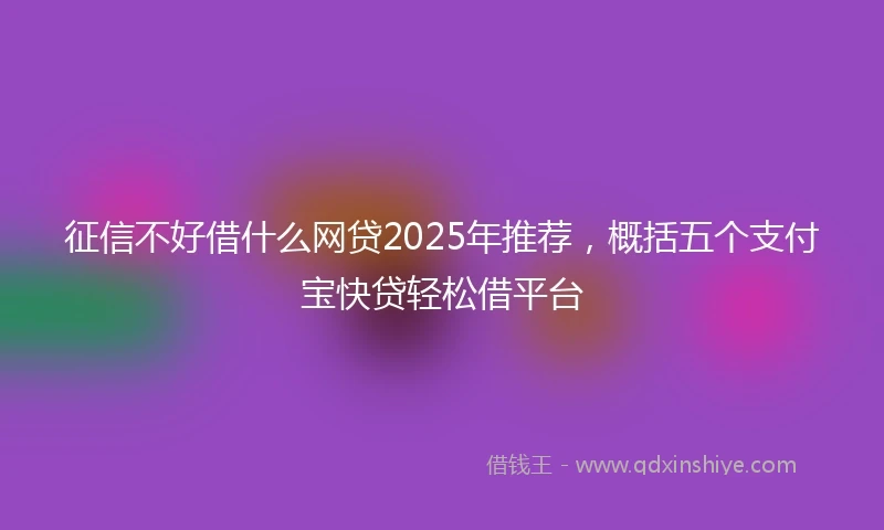 征信不好借什么网贷2025年推荐,概括五个支付宝快贷轻松借平台