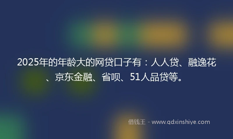 2025年的年龄大的网贷口子有：人人贷、融逸花、京东金融、省呗、51人品贷等。