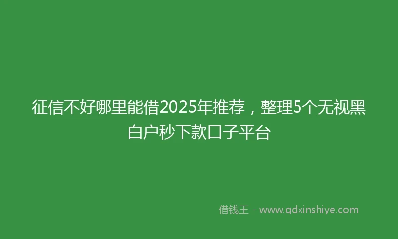 征信不好哪里能借2025年推荐,整理5个无视黑白户秒下款口子平台