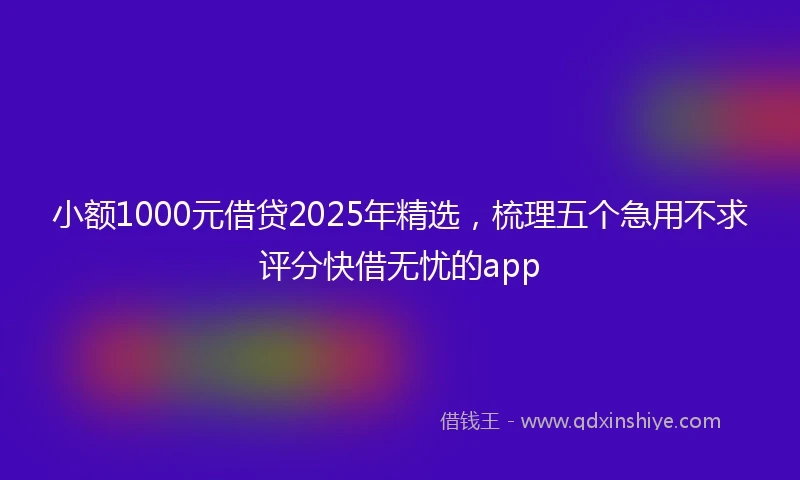 小额1000元借贷2025年精选，梳理五个急用不求评分快借无忧的app