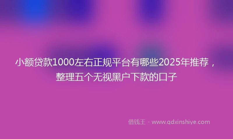 小额贷款1000左右正规平台有哪些2025年推荐，整理五个无视黑户下款的口子