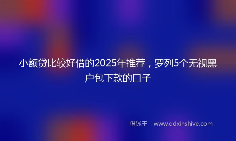 小额贷比较好借的2025年推荐，罗列5个无视黑户包下款的口子