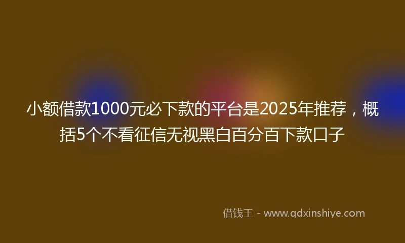 小额借款1000元必下款的平台是2025年推荐，概括5个不看征信无视黑白百分百下款口子