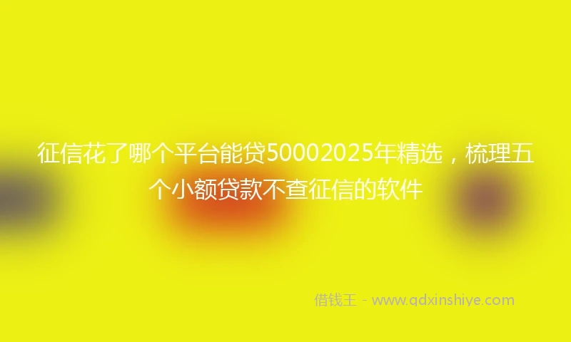 征信花了哪个平台能贷50002025年精选，梳理五个小额贷款不查征信的软件