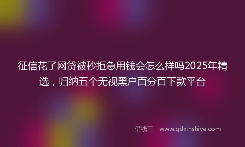 征信花了网贷被秒拒急用钱会怎么样吗2025年精选，归纳五个无视黑户百分百下款平台