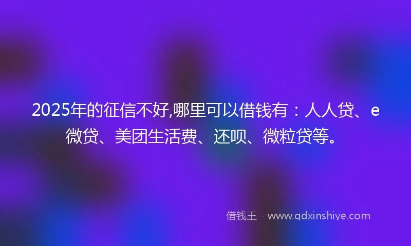 2025年的征信不好,哪里可以借钱有：人人贷、e微贷、美团生活费、还呗、微粒贷等。
