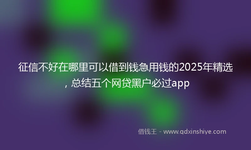 征信不好在哪里可以借到钱急用钱的2025年精选，总结五个网贷黑户必过app