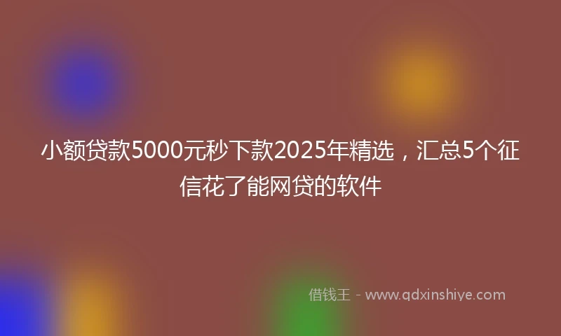 小额贷款5000元秒下款2025年精选，汇总5个征信花了能网贷的软件