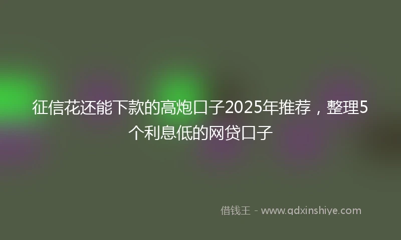 征信花还能下款的高炮口子2025年推荐，整理5个利息低的网贷口子