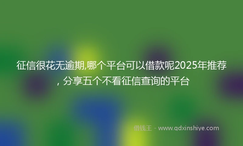 征信很花无逾期,哪个平台可以借款呢2025年推荐，分享五个不看征信查询的平台