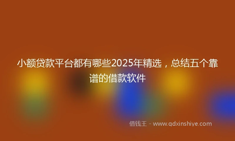 小额贷款平台都有哪些2025年精选，总结五个靠谱的借款软件