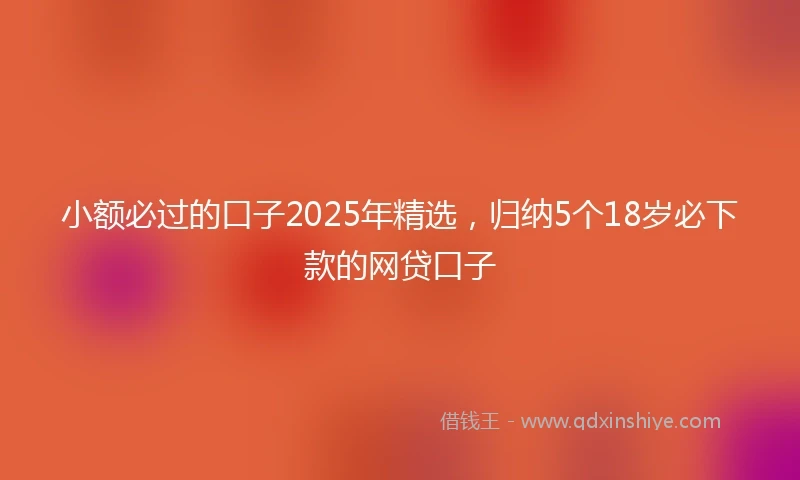 小额必过的口子2025年精选，归纳5个18岁必下款的网贷口子