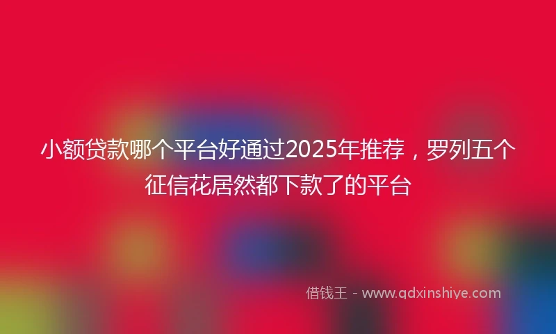 小额贷款哪个平台好通过2025年推荐，罗列五个征信花居然都下款了的平台