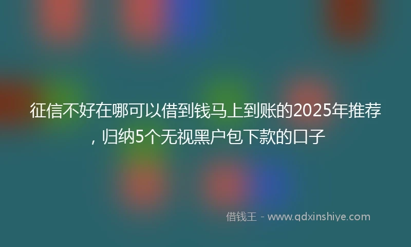 征信不好在哪可以借到钱马上到账的2025年推荐，归纳5个无视黑户包下款的口子