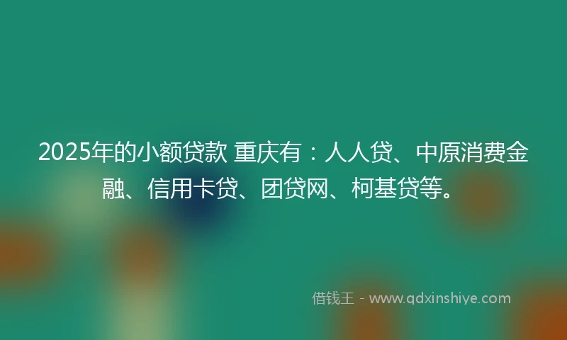 2025年的小额贷款 重庆有：人人贷、中原消费金融、信用卡贷、团贷网、柯基贷等。