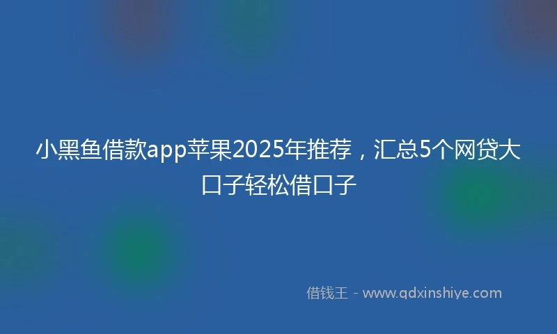 小黑鱼借款app苹果2025年推荐，汇总5个网贷大口子轻松借口子