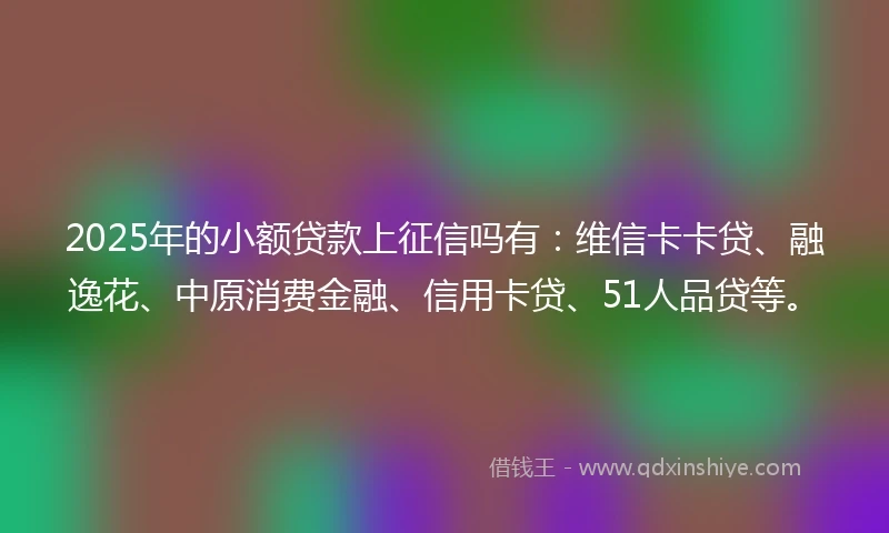 2025年的小额贷款上征信吗有：维信卡卡贷、融逸花、中原消费金融、信用卡贷、51人品贷等。