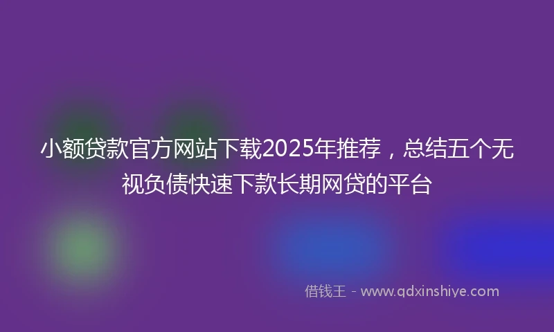 小额贷款官方网站下载2025年推荐，总结五个无视负债快速下款长期网贷的平台