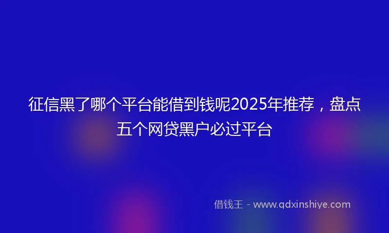 征信黑了哪个平台能借到钱呢2025年推荐，盘点五个网贷黑户必过平台