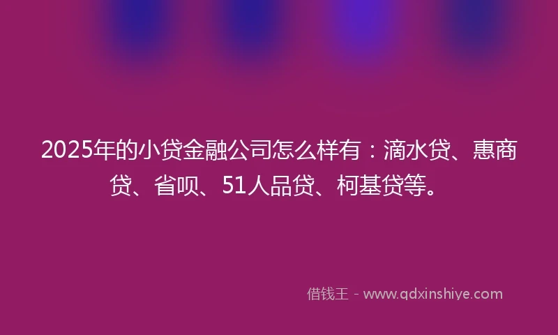 2025年的小贷金融公司怎么样有：滴水贷、惠商贷、省呗、51人品贷、柯基贷等。