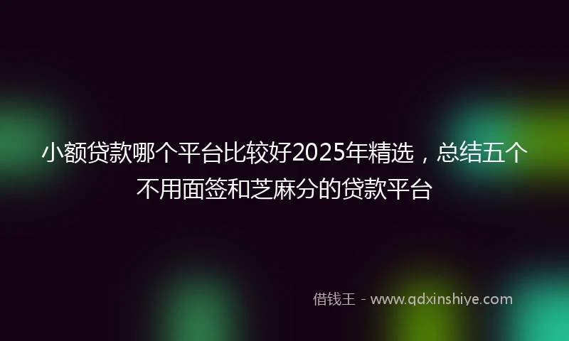 小额贷款哪个平台比较好2025年精选，总结五个不用面签和芝麻分的贷款平台
