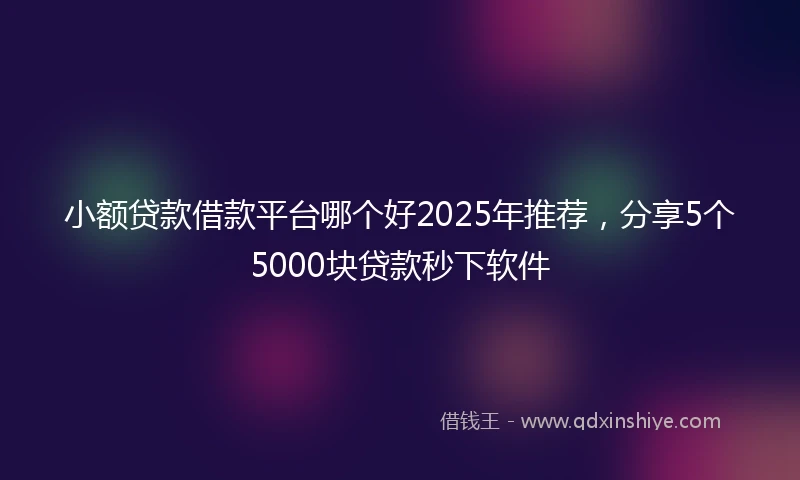 小额贷款借款平台哪个好2025年推荐，分享5个5000块贷款秒下软件