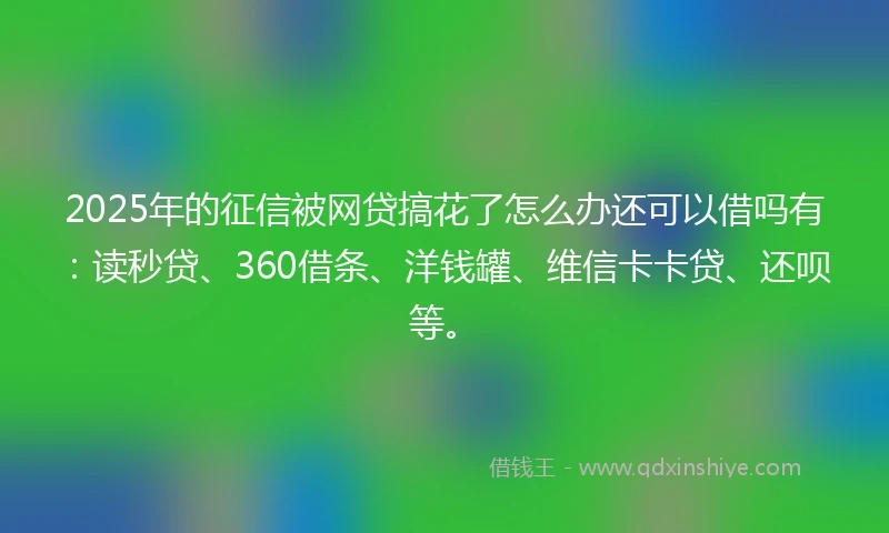 2025年的征信被网贷搞花了怎么办还可以借吗有：读秒贷、360借条、洋钱罐、维信卡卡贷、还呗等。