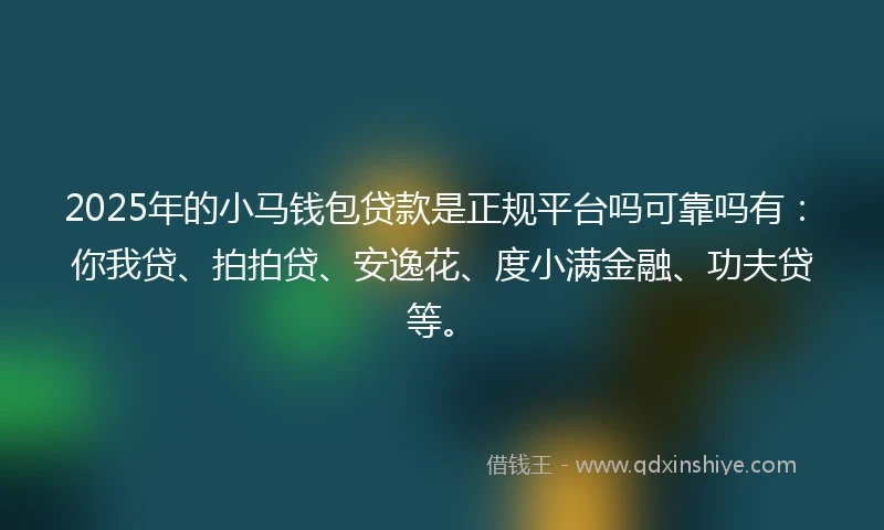 2025年的小马钱包贷款是正规平台吗可靠吗有：你我贷、拍拍贷、安逸花、度小满金融、功夫贷等。