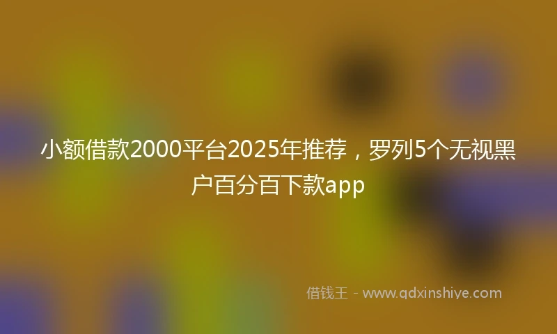 小额借款2000平台2025年推荐，罗列5个无视黑户百分百下款app