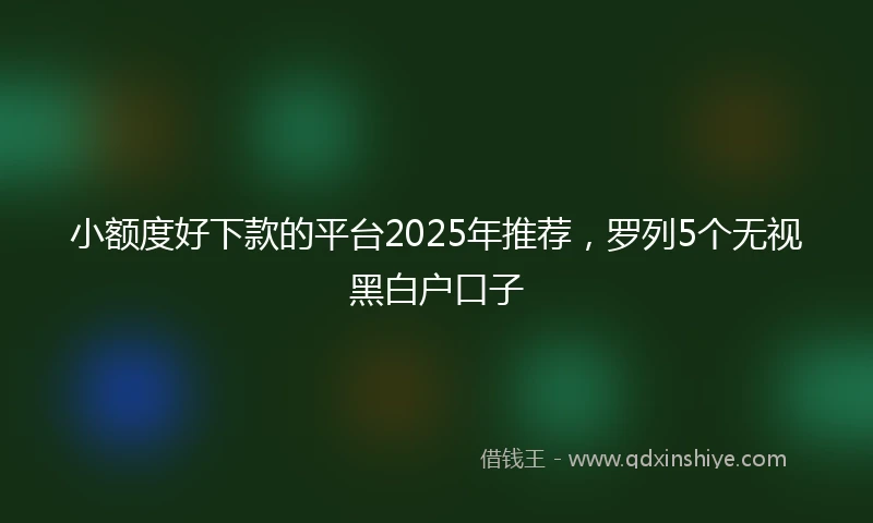 小额度好下款的平台2025年推荐，罗列5个无视黑白户口子