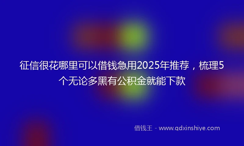 征信很花哪里可以借钱急用2025年推荐，梳理5个无论多黑有公积金就能下款