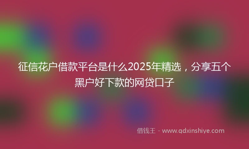 征信花户借款平台是什么2025年精选,分享五个黑户好下款的网贷口子