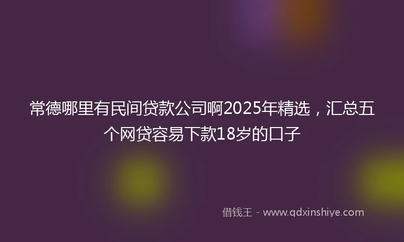 常德哪里有民间贷款公司啊2025年精选，汇总五个网贷容易下款18岁的口子
