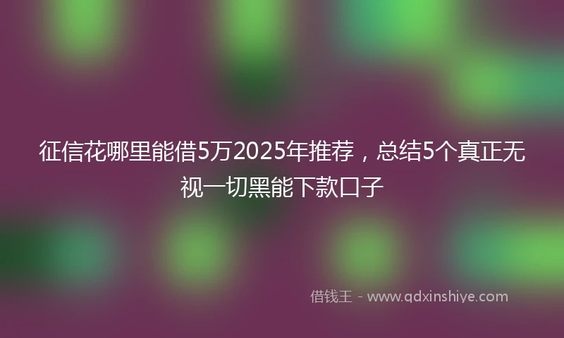 征信花哪里能借5万2025年推荐，总结5个真正无视一切黑能下款口子