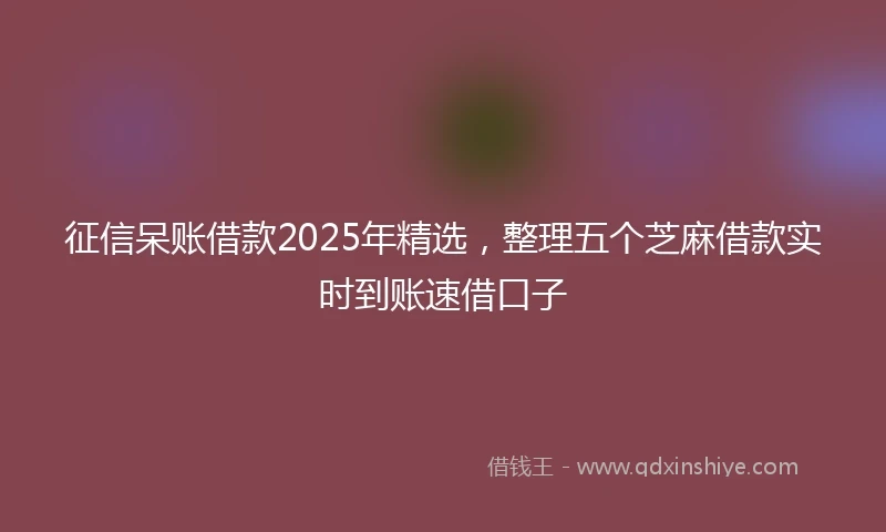 征信呆账借款2025年精选，整理五个芝麻借款实时到账速借口子